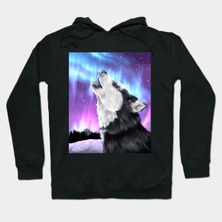 Howling Husky | Northern Lights Aurora Hoodie